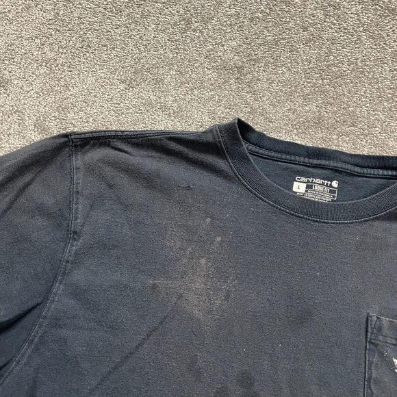 Carhartt K87 Loose Fit T-Shirt Mens Large Blue k Crew Neck Cotton Pocket Tee Top - Picture 10 of 16